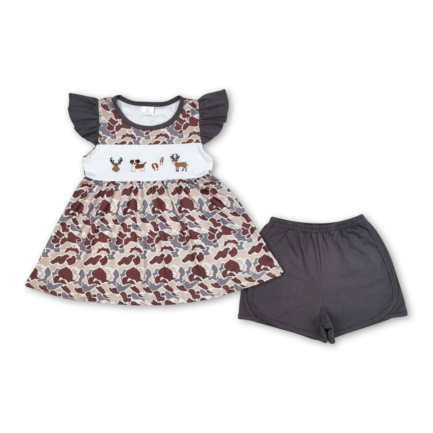 Short sleeves dog deer camo baby boy romper