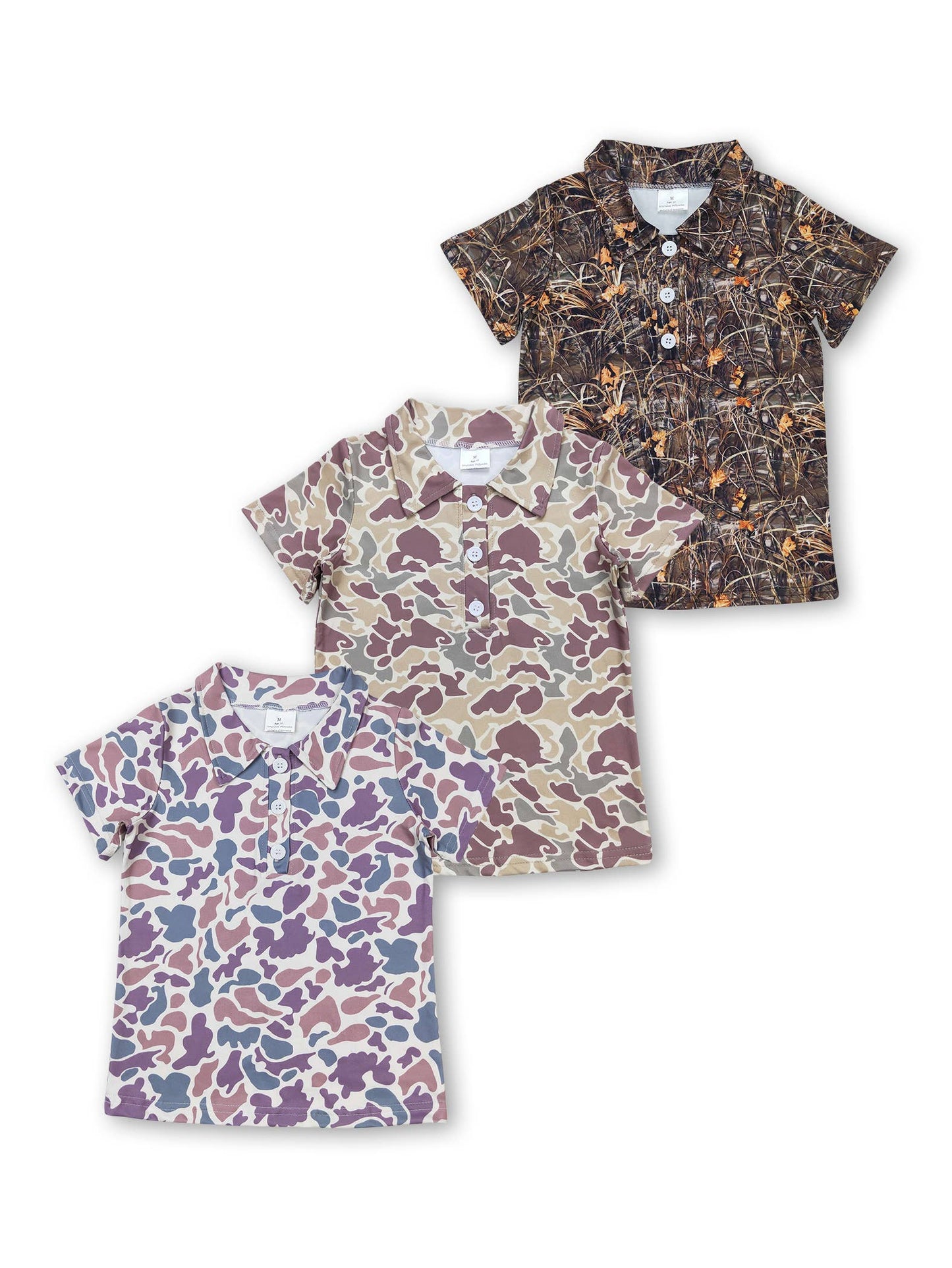 Short sleeves camo kids boys summer polo shirt