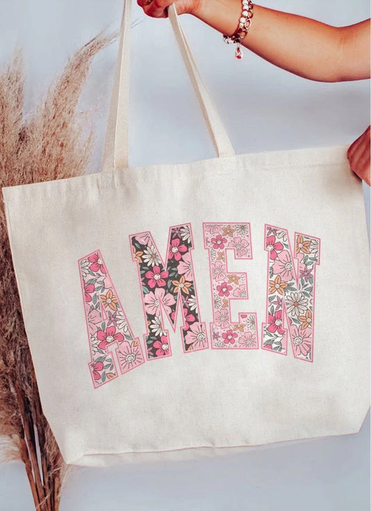 Floral Amen Tote Bag