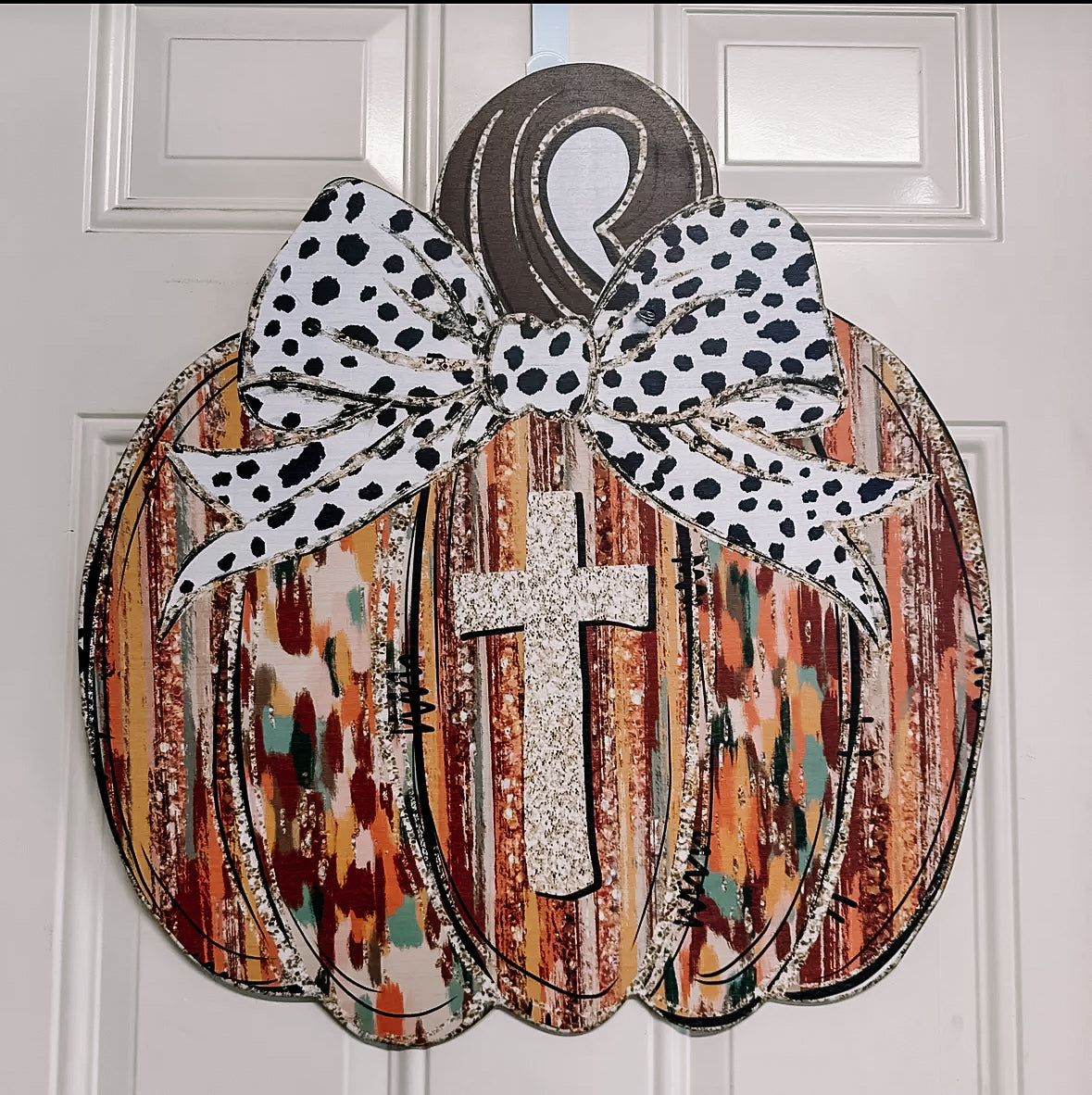 Fall Pumpkin Cross 23” Door Hanger