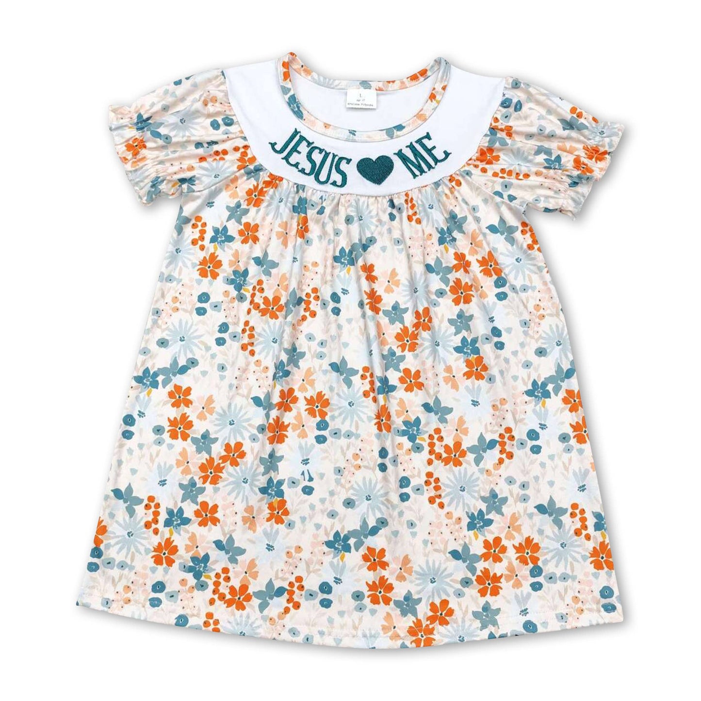 Short sleeves Jesus love me floral baby girls romper