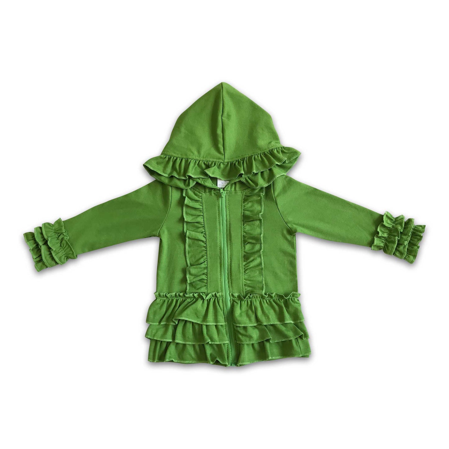 Solid colorful zipper girls ruffle hoodie jackets